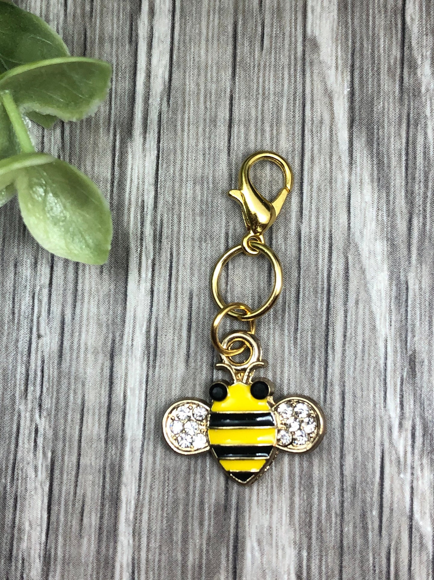Bumblebee Stitch Marker, Gold Lobster Clasp, Knitting Progress Keeper