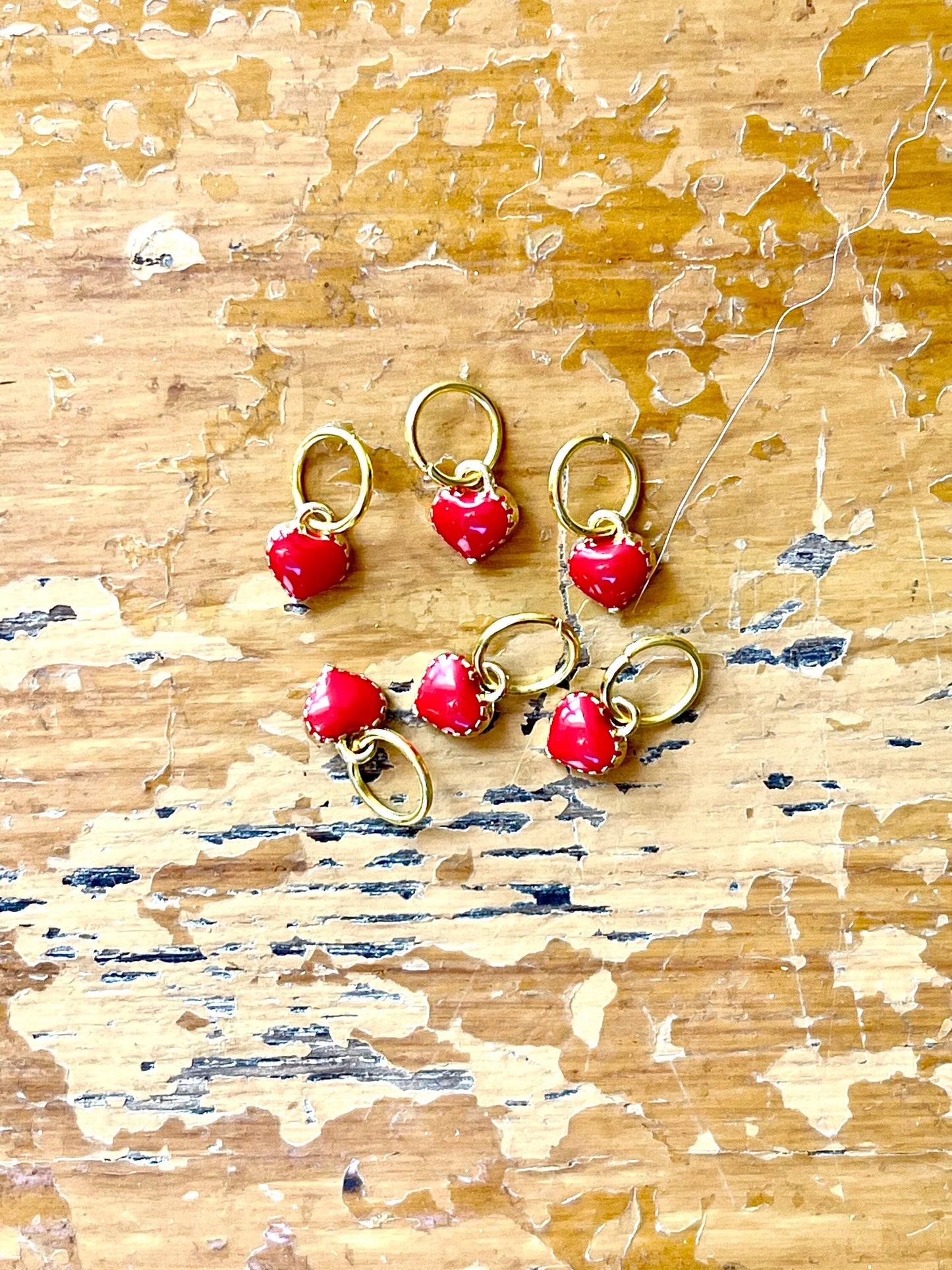 Red Heart Stitch Markers, Snagfree Knitting Rings in Glass Bottle