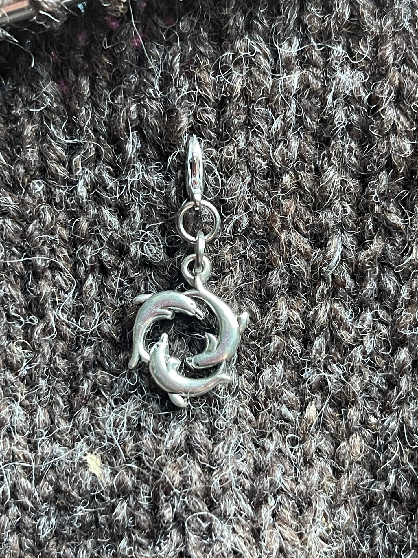 Dolphin Pod Zipper Pull, Knitter Stitch Marker, Yarn Jewelry