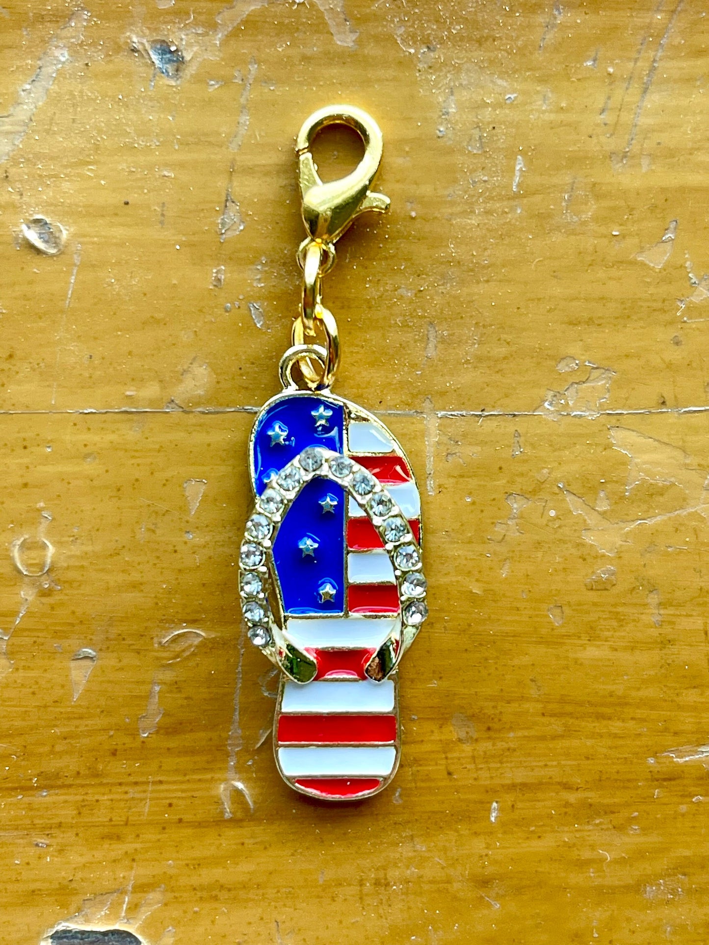 American Flag Flip Flop Charm, Progress Keeper, Zipper Pull