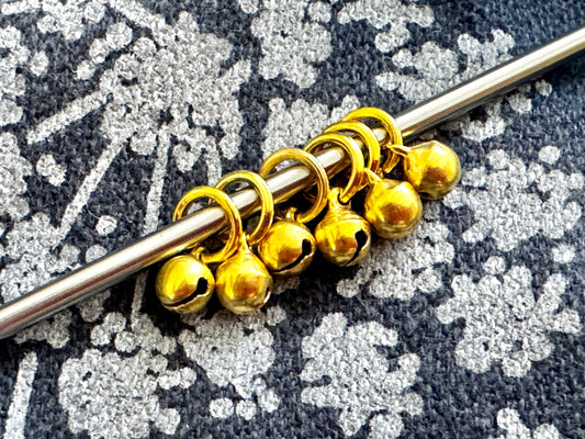 Gold Jingle Bells Stitch Markers, Knitting Notions