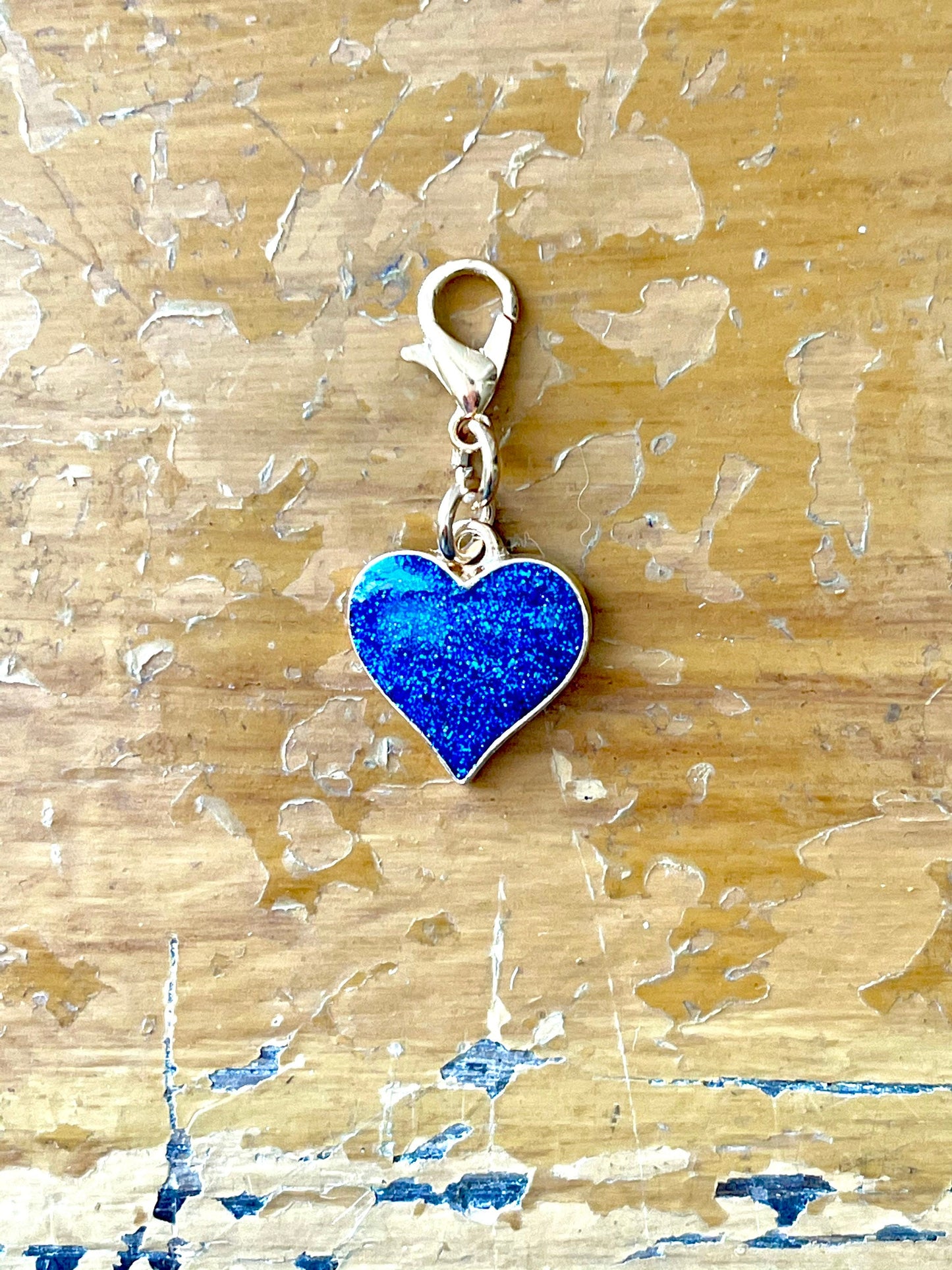 Blue Glitter Heart Progress Keeper, Knitting Crochet Gift