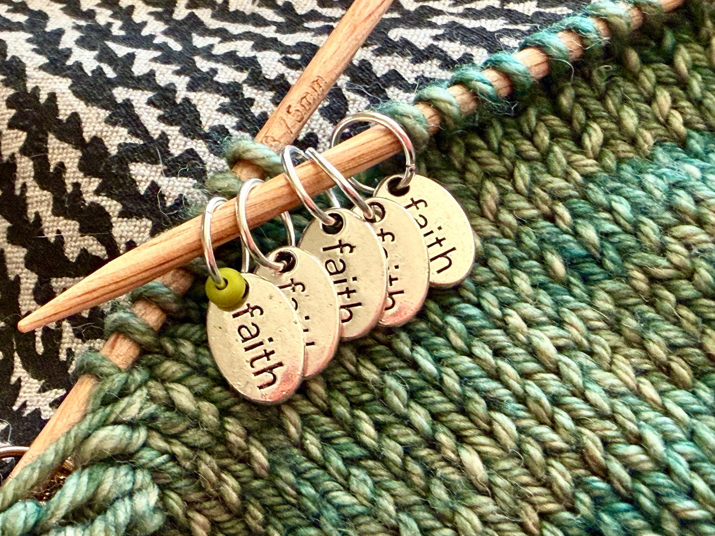 Silver Faith Stitch Markers, Knitting Accessories (Set of 6)