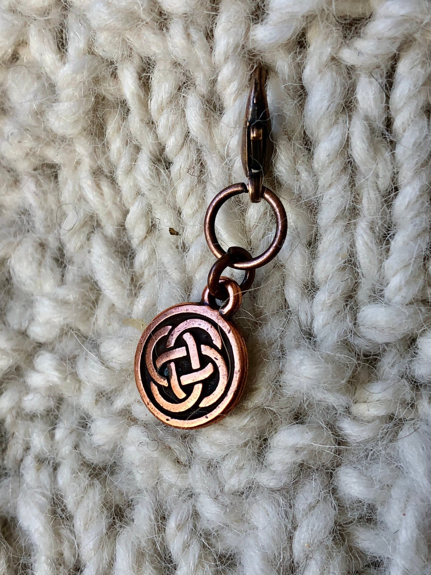 Copper Celtic Knot Progress Keeper, TierraCast Zipper Pull