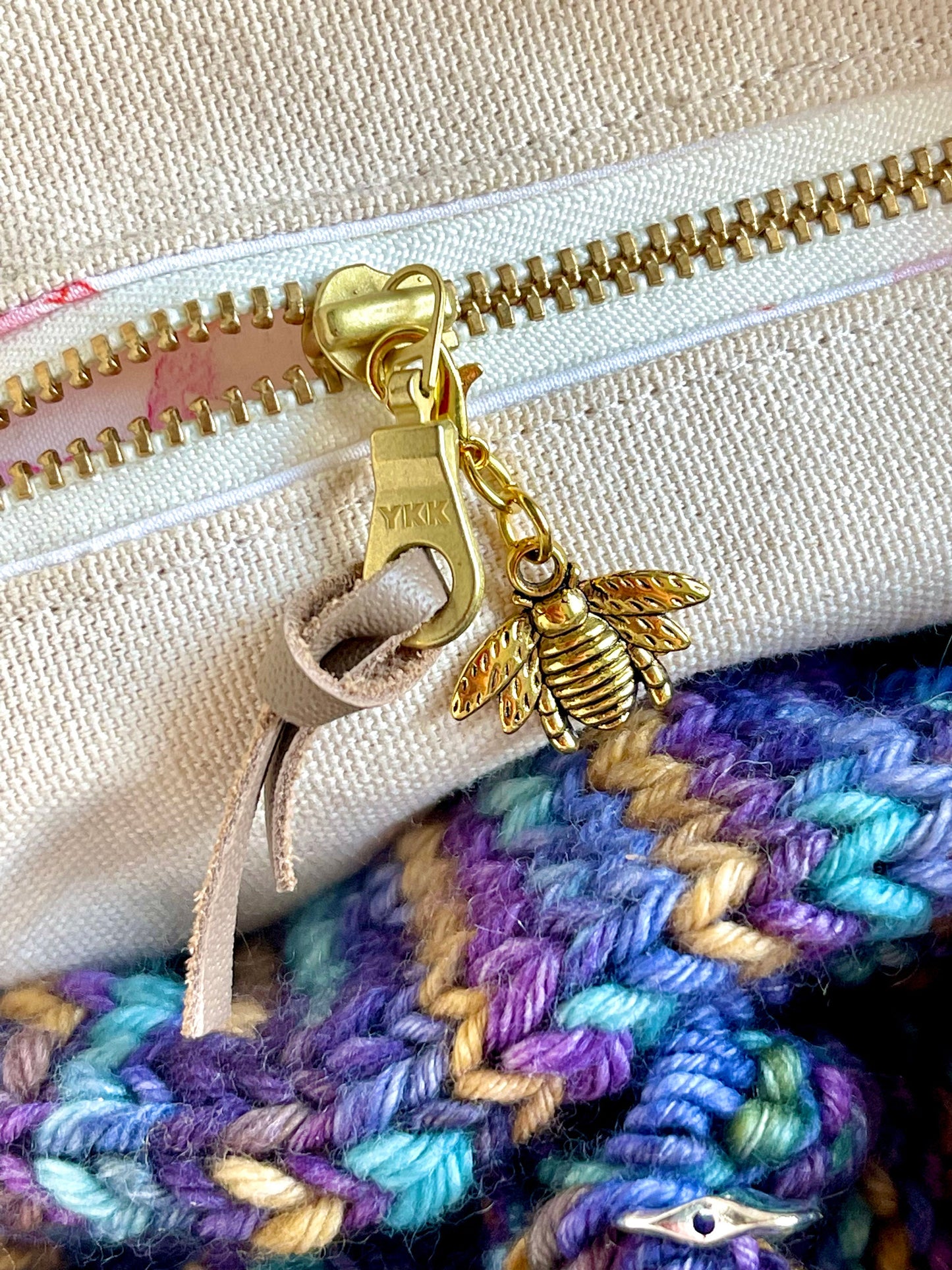 Gold Honeybee Stitch Markers with Progress Keeper, Knitting Notions