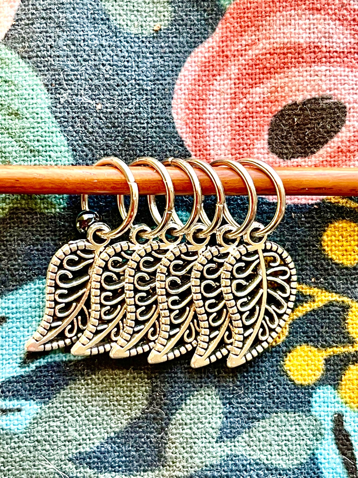 Silver Leaf Stitch Markers, Knitting Needle Accessories