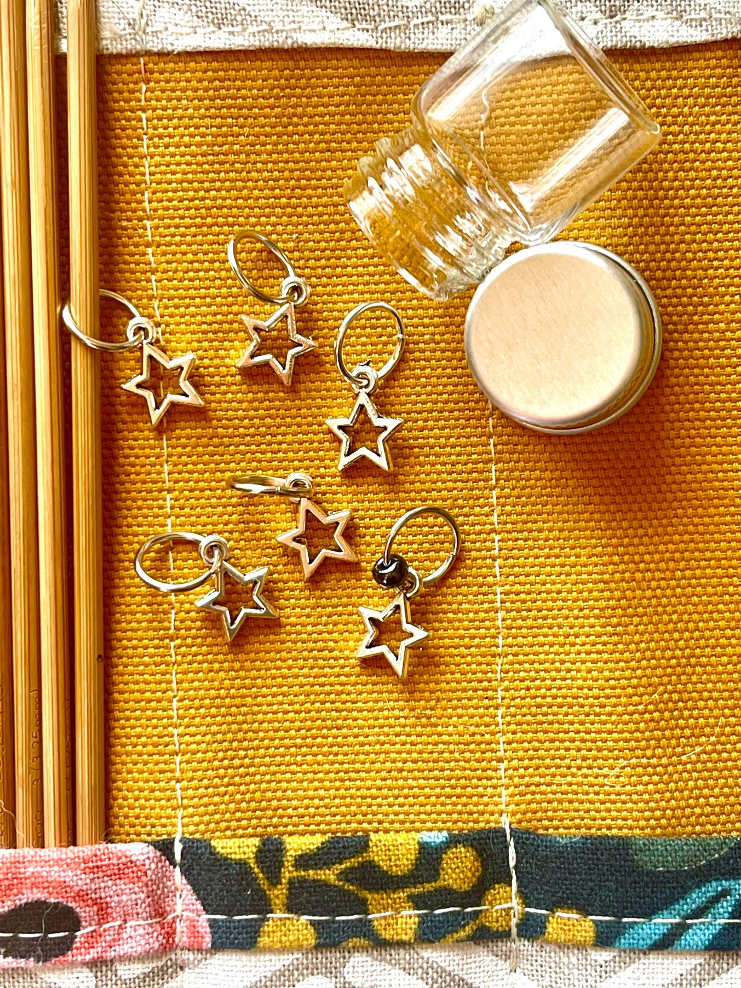 Silver Star Stitch Markers, Snag Free Knitting Accessories, Set of 6