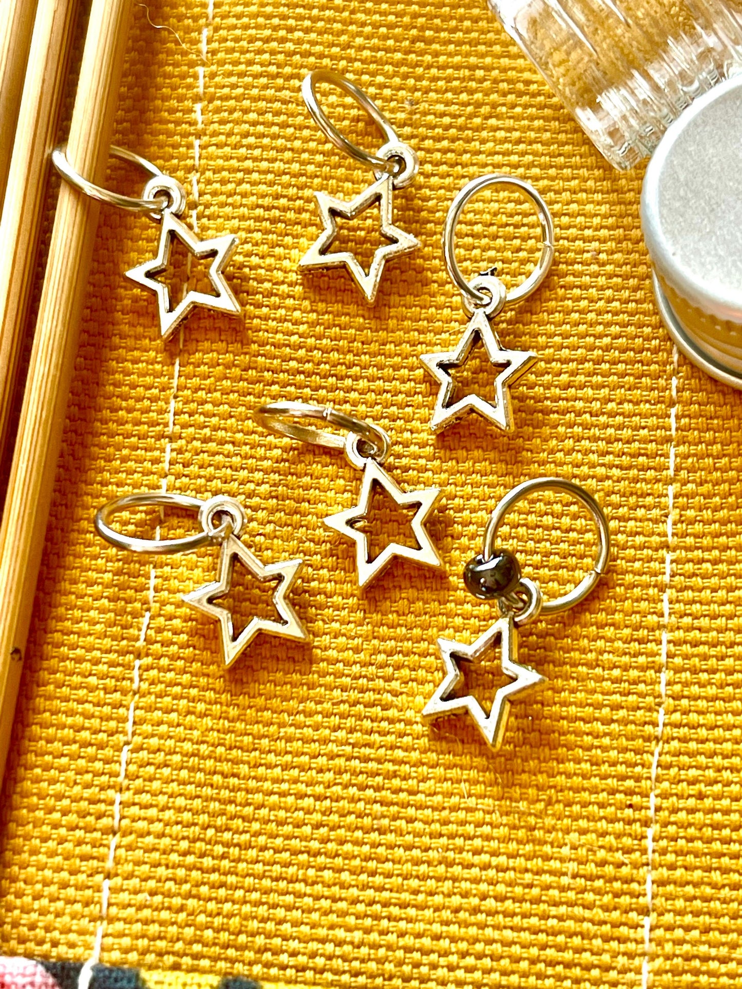 Silver Star Stitch Markers, Snag Free Knitting Accessories, Set of 6