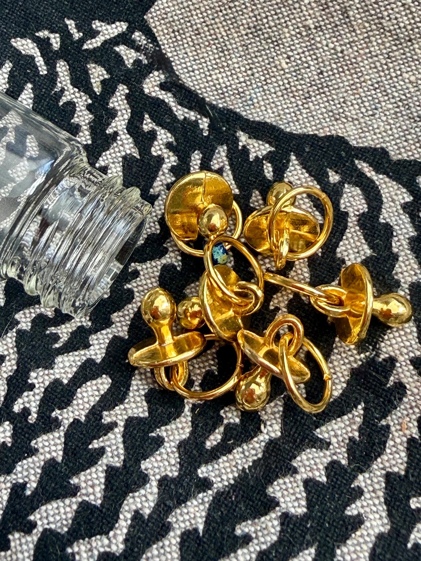 Gold Pacifier Stitch Markers, Snag Free Knitting Notions, Set of 6
