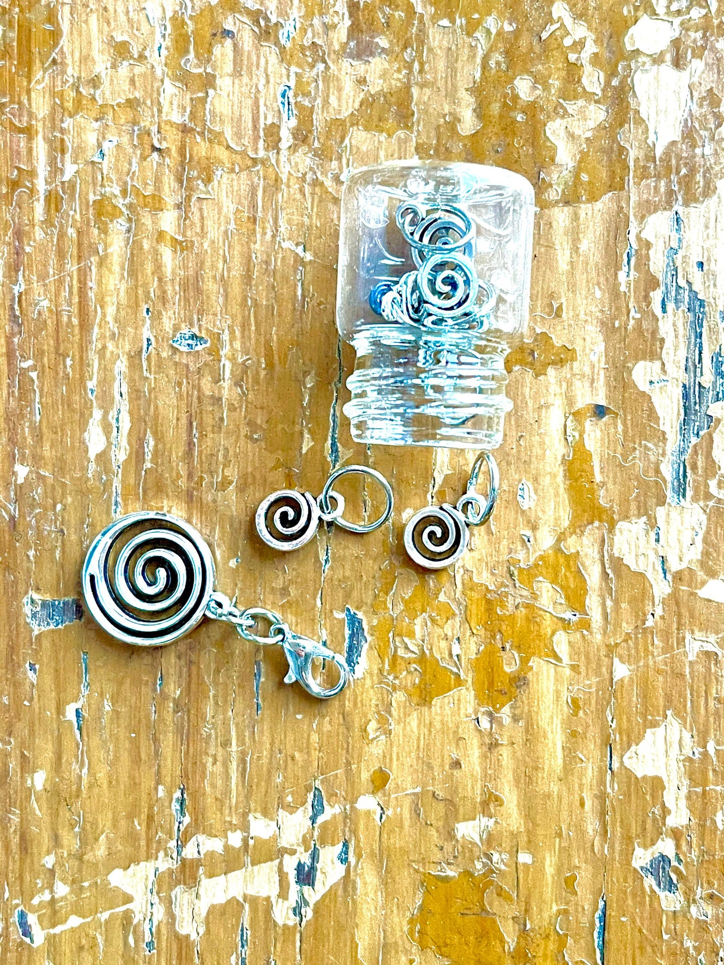 Silver Spiral Snagless Stitch Markers, Knitting Progress Keeper