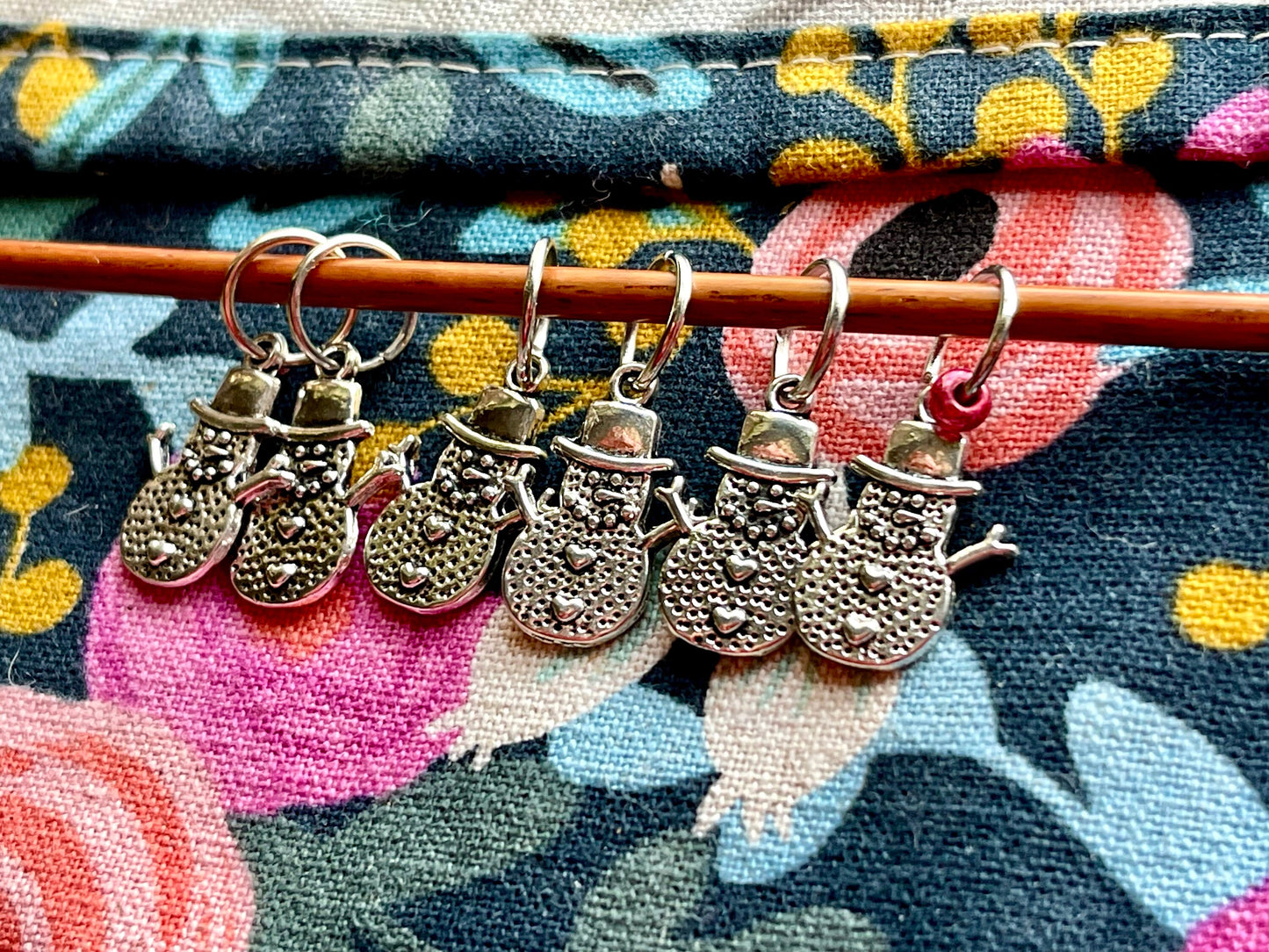 Snowmen Snag Free Stitch Markers, Christmas Knitting Charms