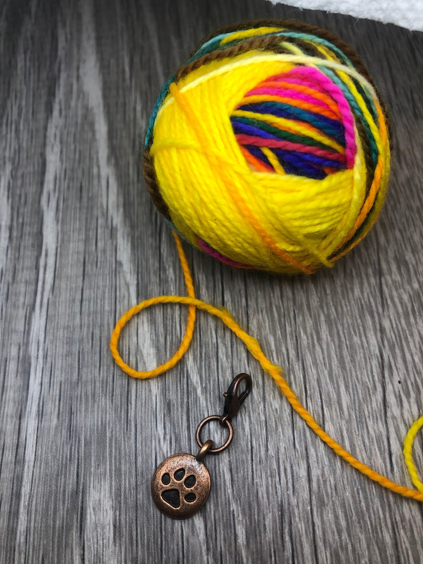 Copper Paw Print Charm, Progress Keeper, Knitting Stitch Marker