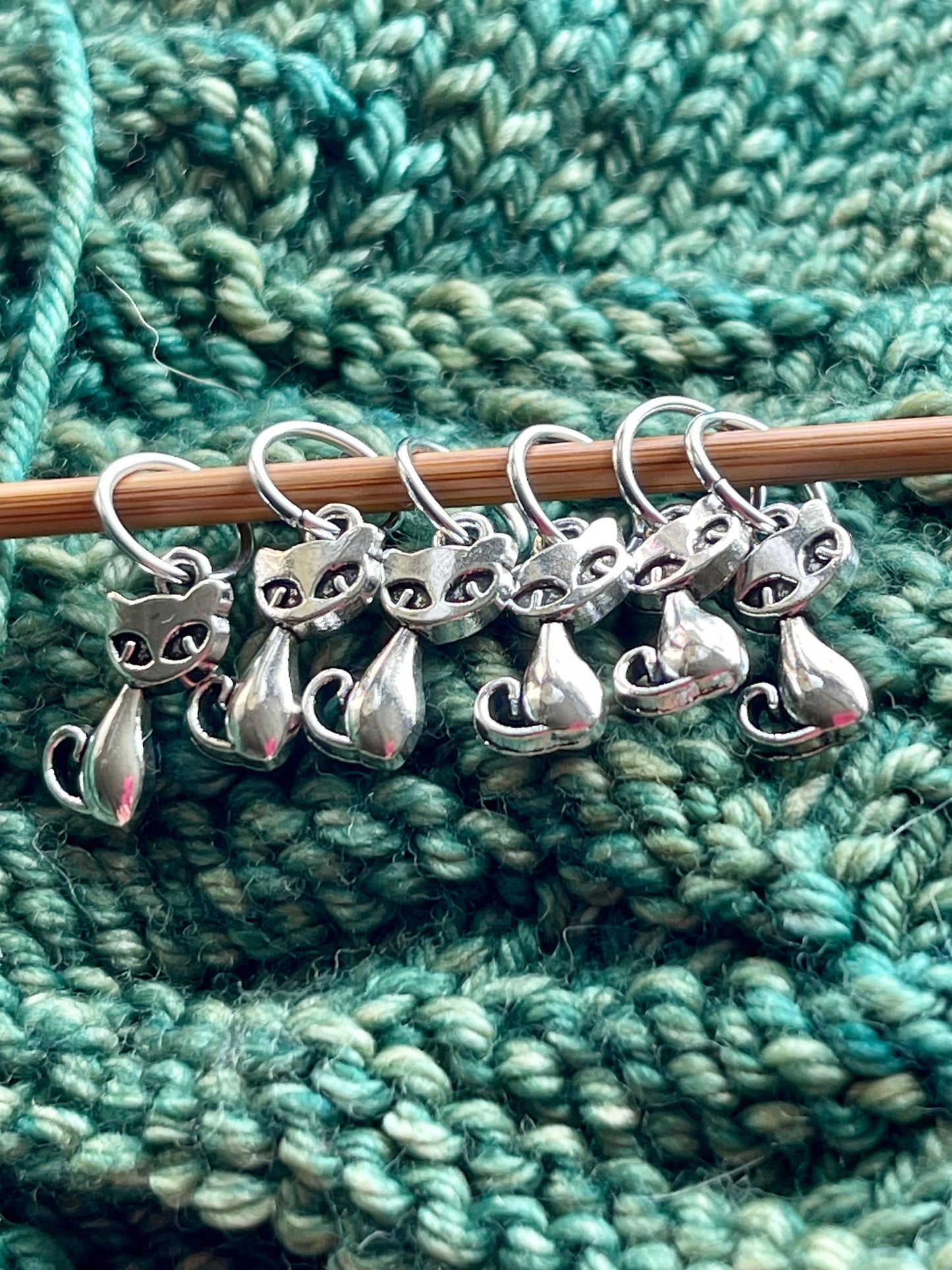 Silver Cat Snagfree Stitch Markers, Knitting Accessories, Yarn Jewelry