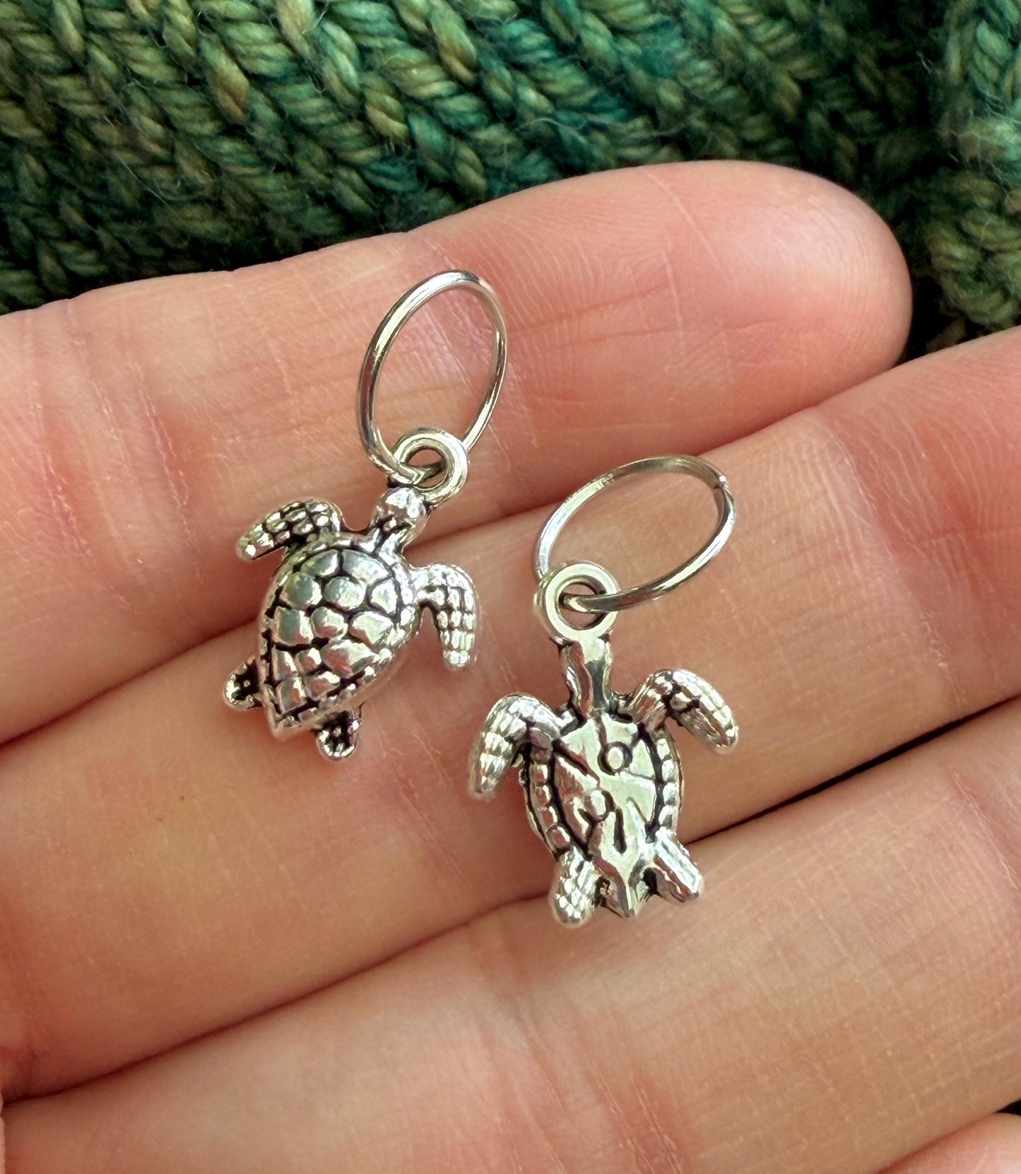 Silver Turtle Stitch Markers, Snag-Free Knitting Progress Keepers