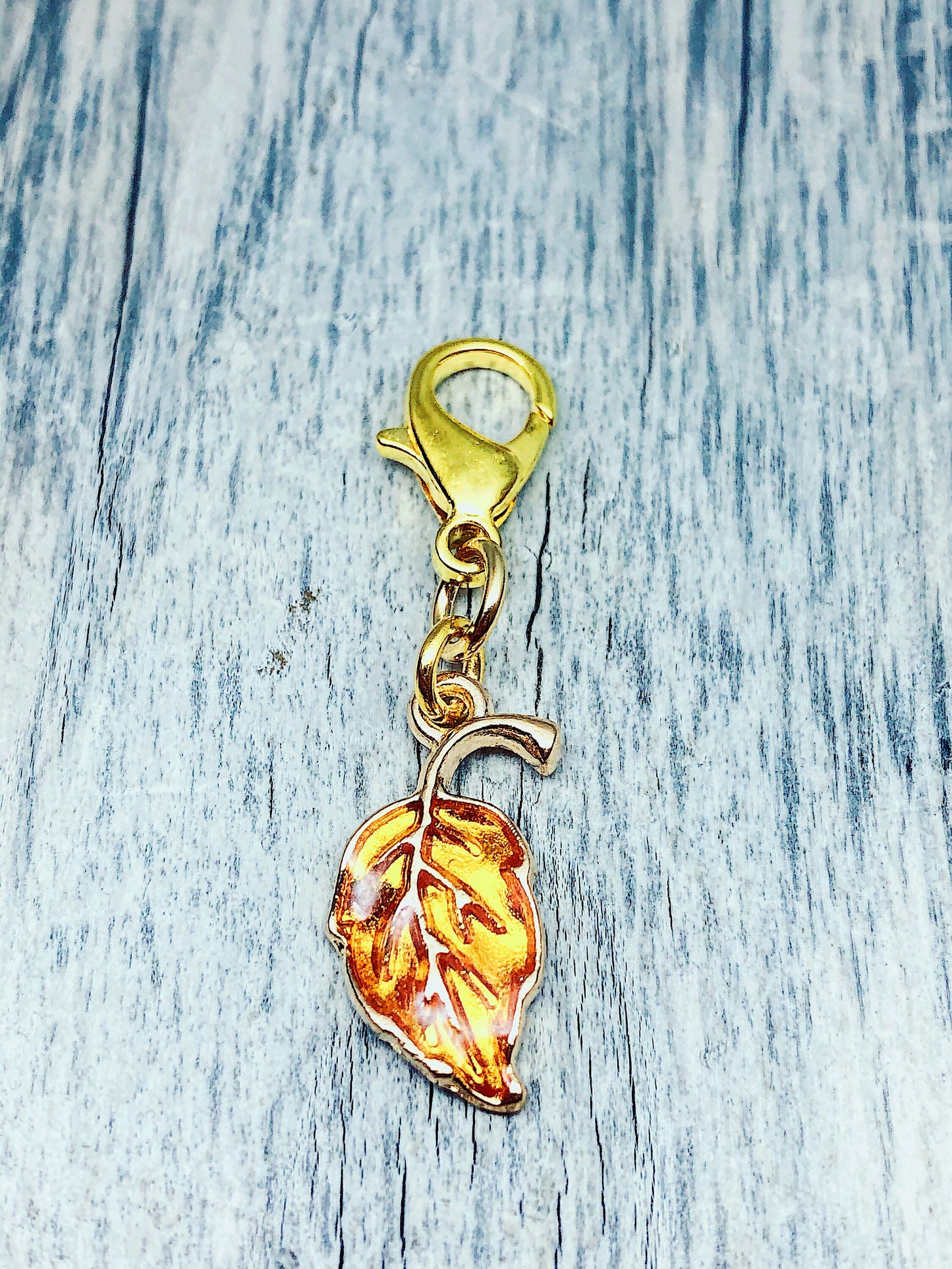 Gold Plated Autumn Leaf Progress Keeper, Knitting Stitch Marker