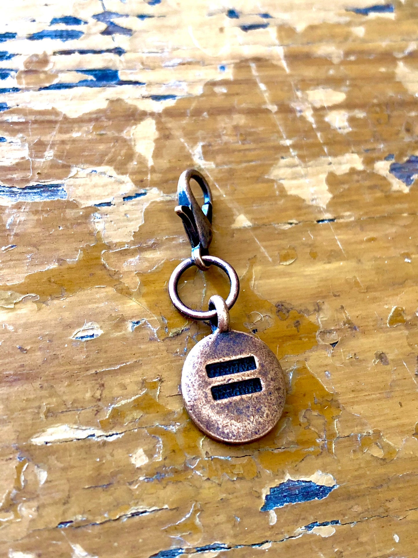 Equality Sign Charm, TierraCast Antique Copper Progress Keeper, LGBTQ Pride Zipper Pull