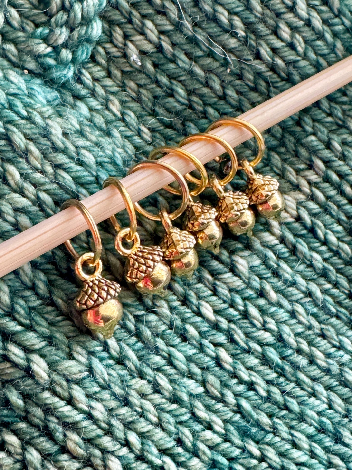 Gold Acorn Snag Free Stitch Markers, Knitting Notions