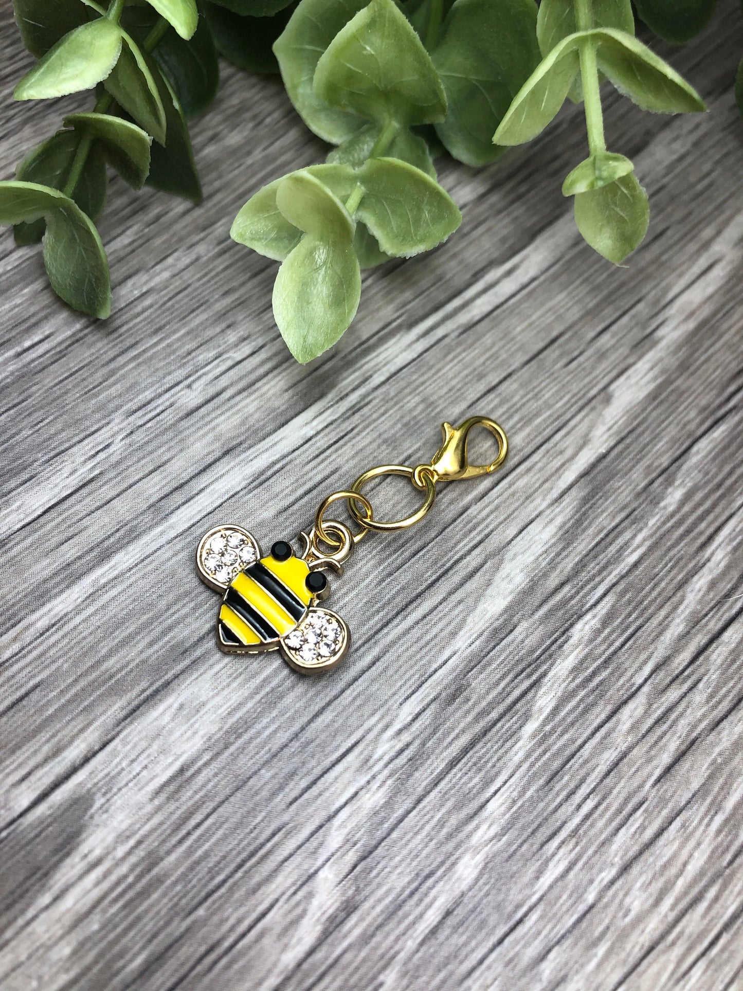 Bumblebee Stitch Marker, Gold Lobster Clasp, Knitting Progress Keeper