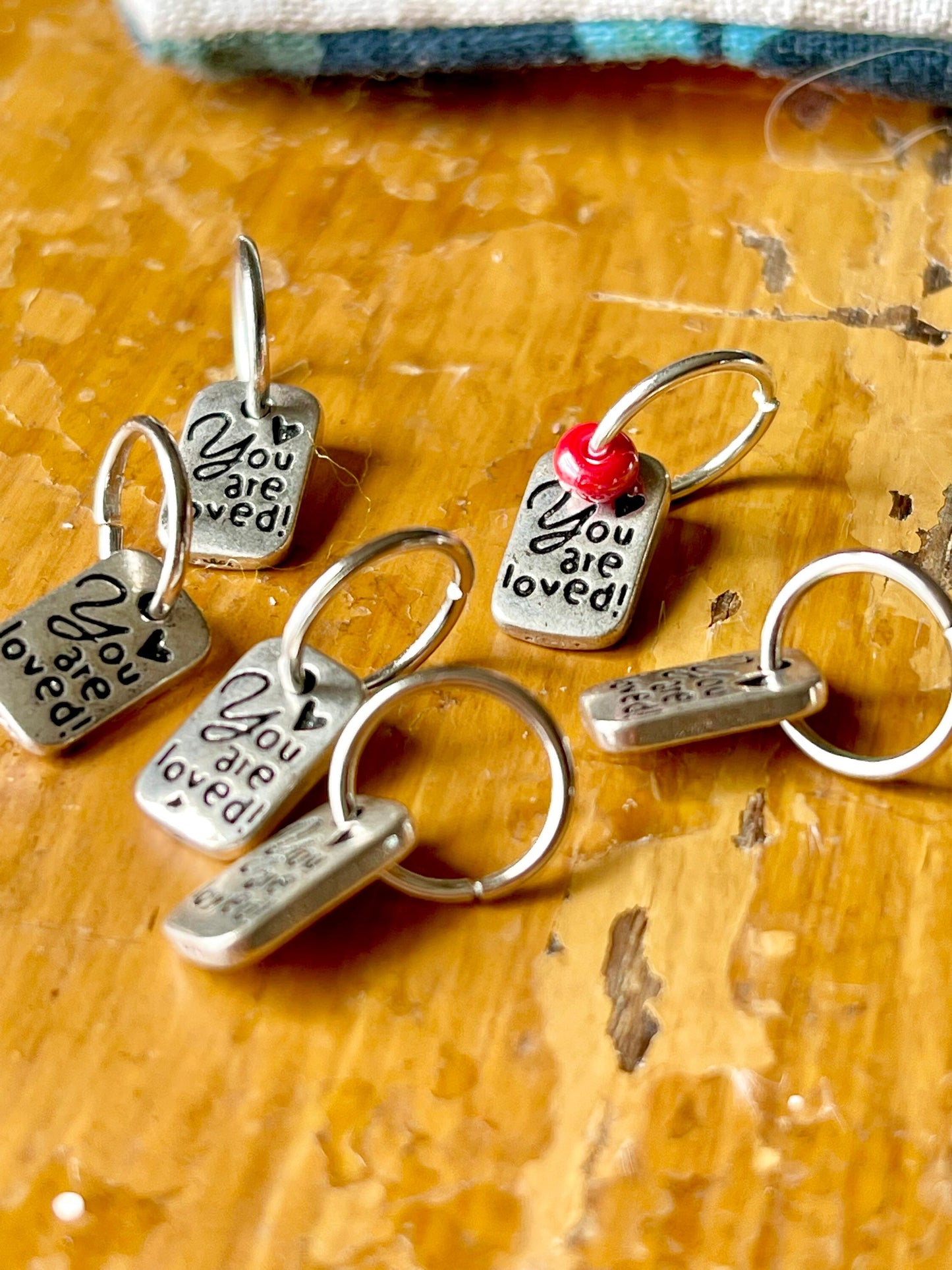 You Are Loved Stitch Markers, Snagfree Knitting Notions, Fits US11 Needles