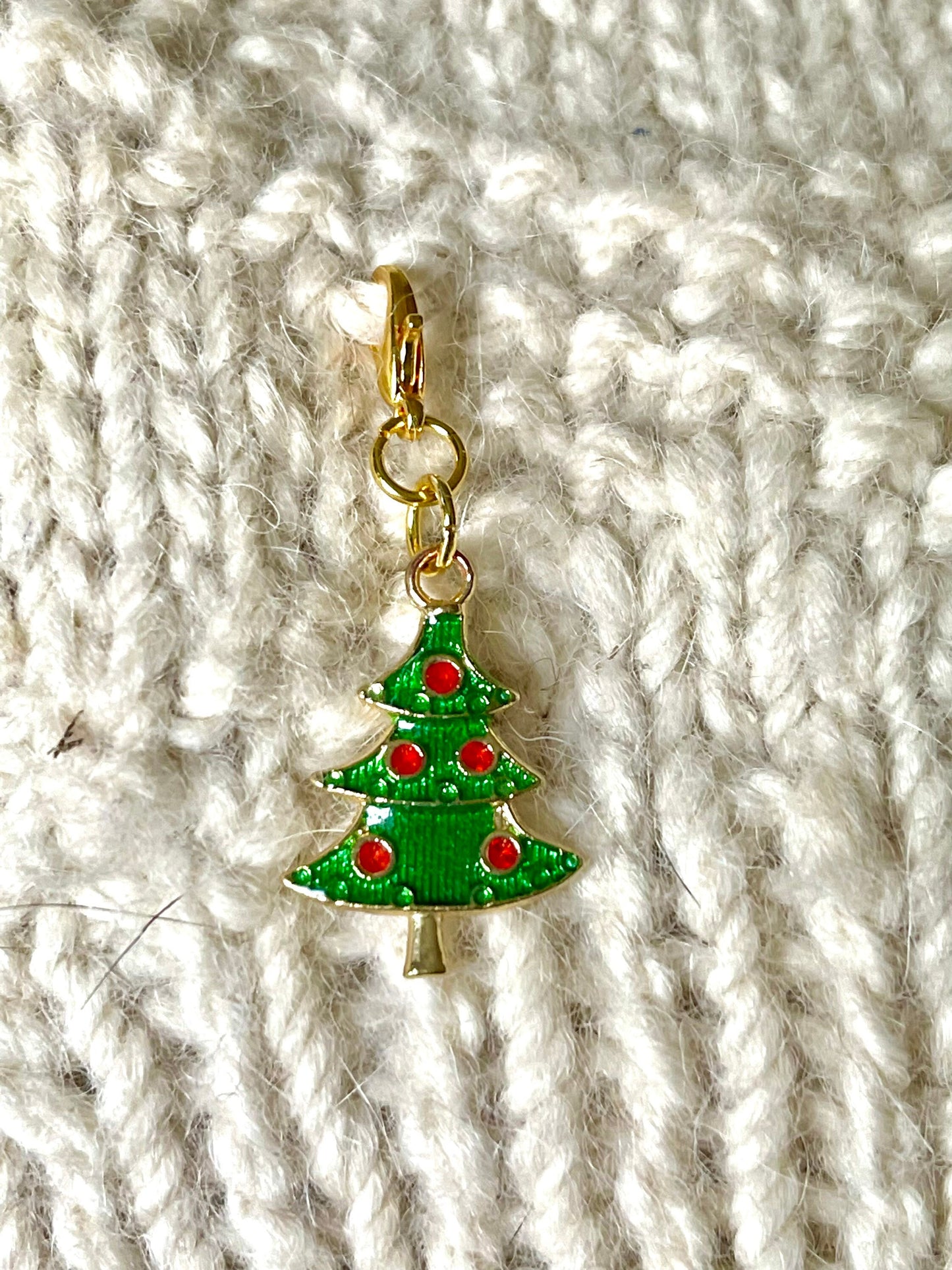 Christmas Tree Zipper Pull, Stitch Marker, Knitting Crochet Charm