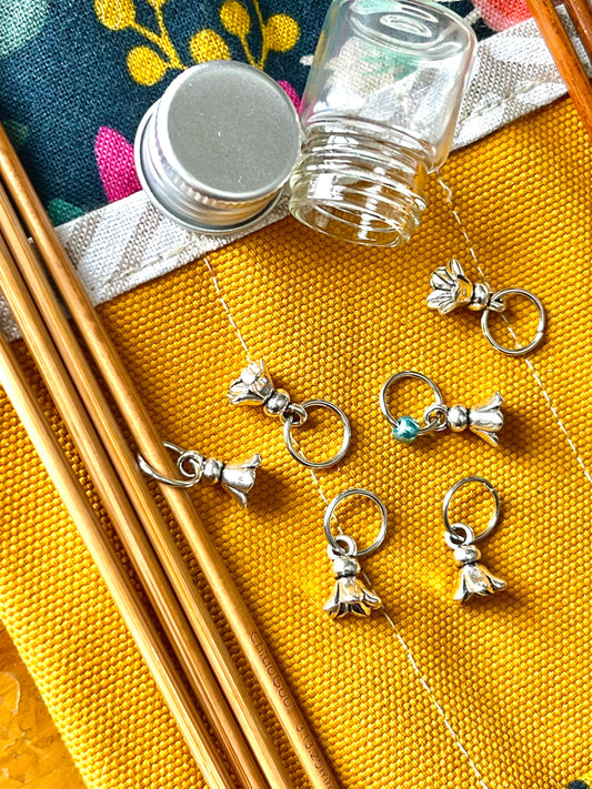 Silver Flower Snag-Free Stitch Markers, Knitting Progress Keepers
