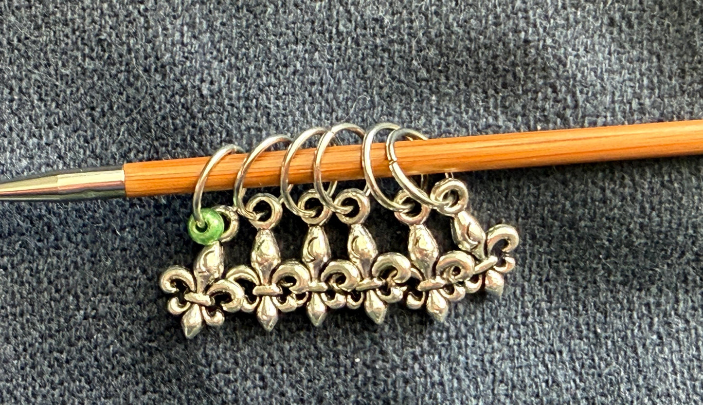 Snag-Free Royal Fleur de Lys Stitchmarkers, Knitting Accessories, Set of 6