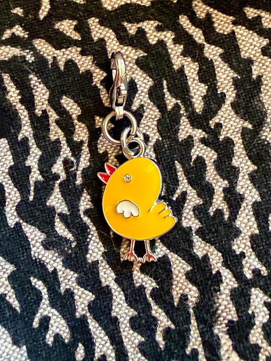 Baby Chick Zipper Pull, Yellow Bird Charm, Chicken Progress Keeper