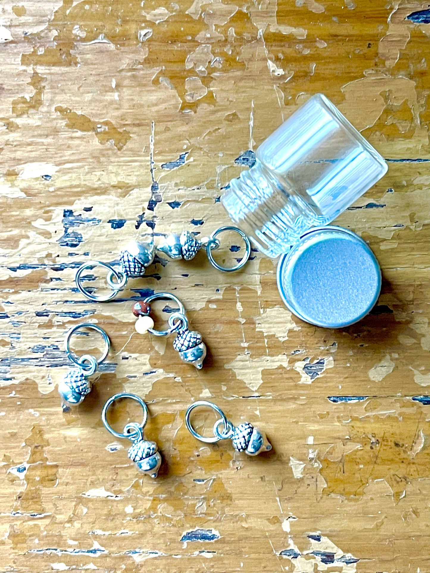 Silver Acorn Stitch Markers, Knitting Notions, Fits US10.5 Needles