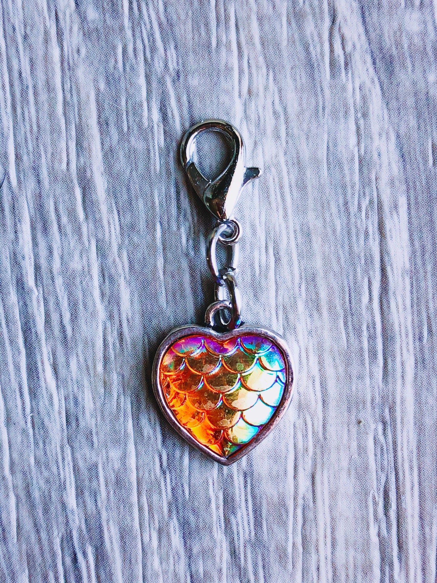 Mermaid Scales Heart Progress Keeper, Knitting Crochet Zipper Pull