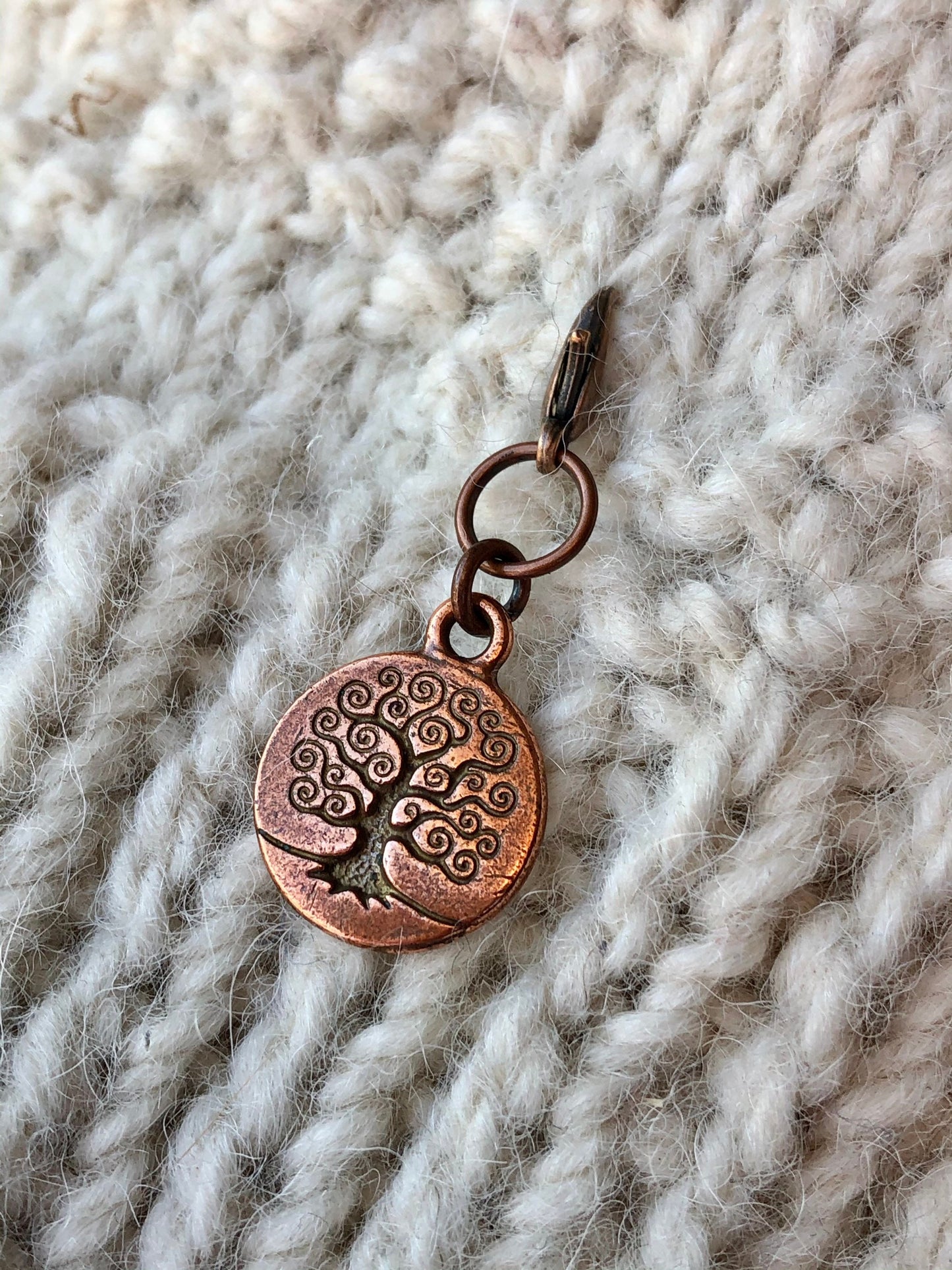 Copper Tree of Life Progress Keeper, Knitting Stitch Marker