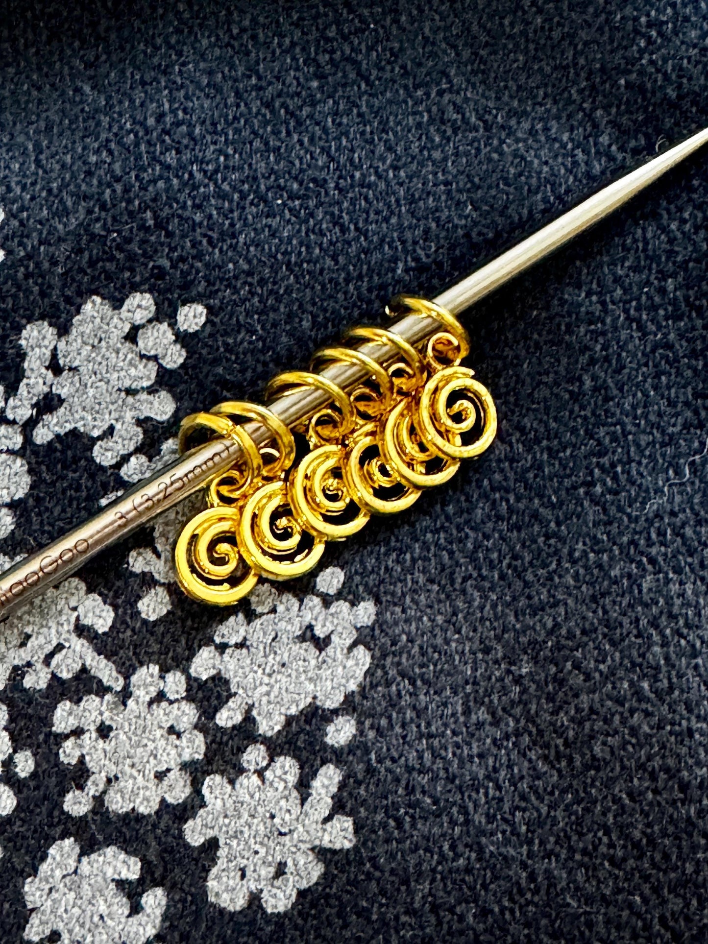 Gold Spirals Snagless Stitch Markers, Knitting Accessories, Set of 6