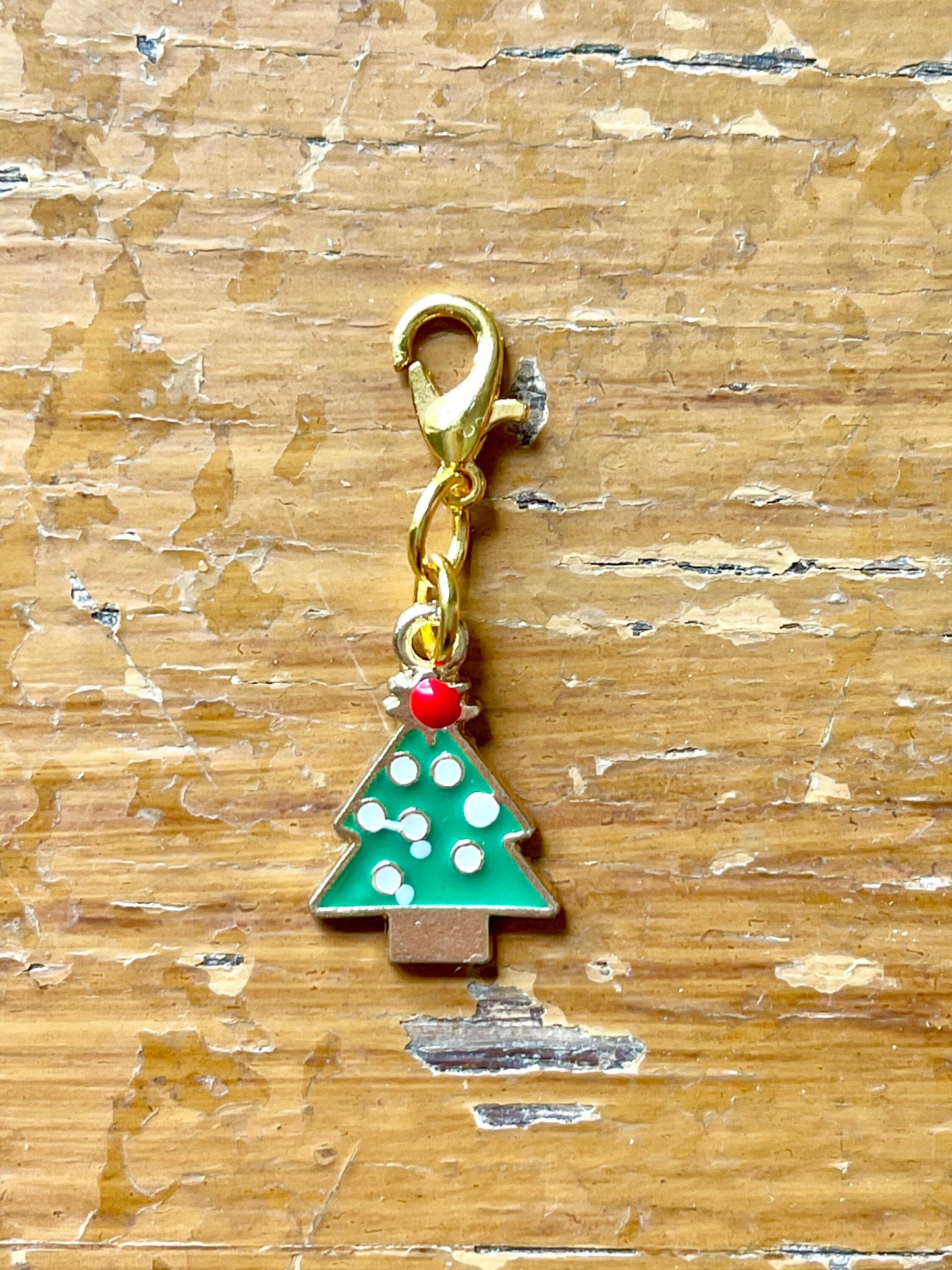 Christmas Tree Zipper Pull, Holiday Stitch Marker