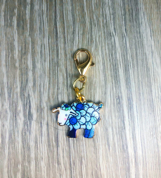 Blue Sheep Progress Keeper, Knitting Stitch Marker, Gift for Knitters