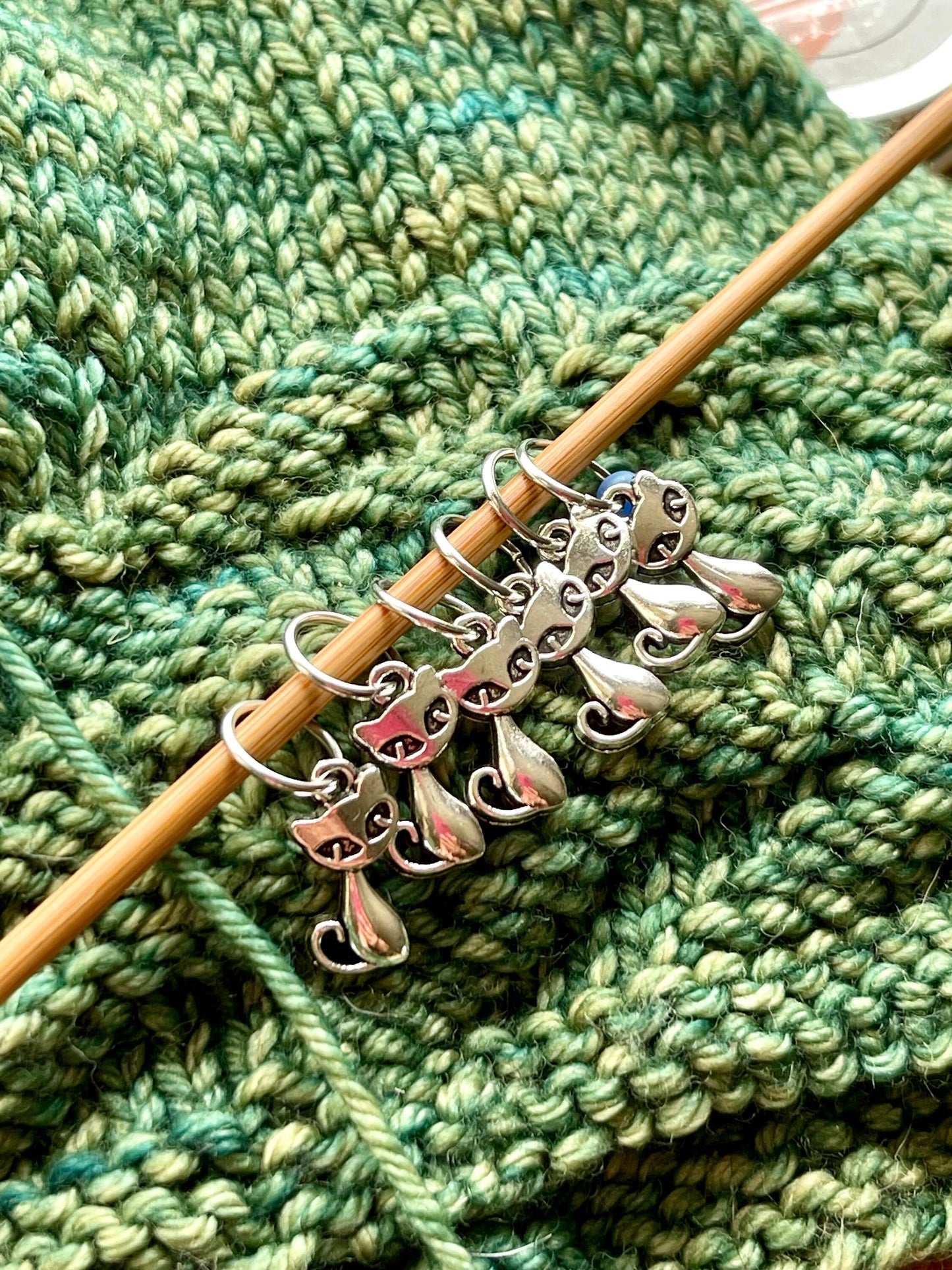 Silver Cat Snagfree Stitch Markers, Knitting Accessories, Yarn Jewelry