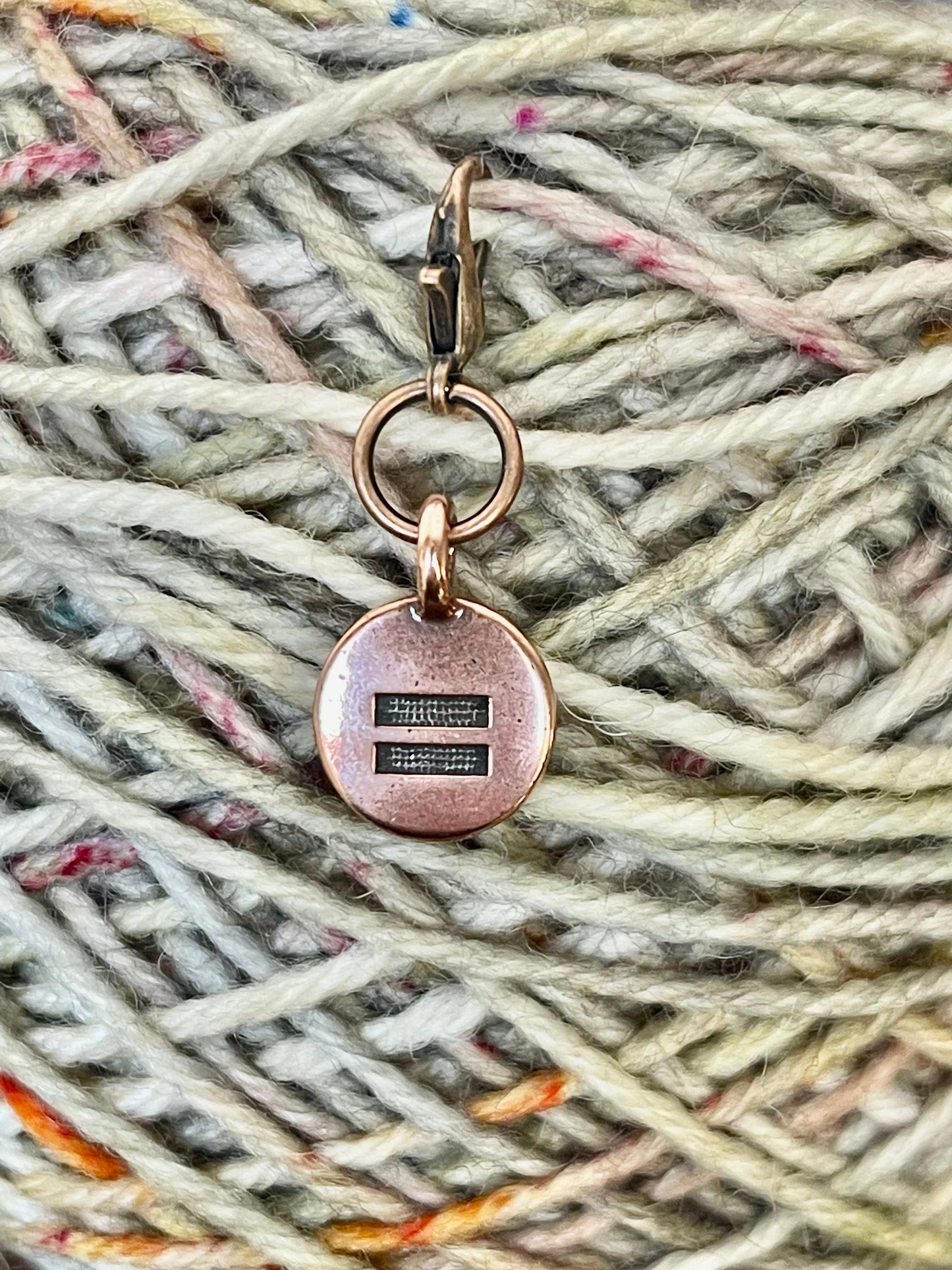 Equality Sign Charm, TierraCast Antique Copper Progress Keeper, LGBTQ Pride Zipper Pull