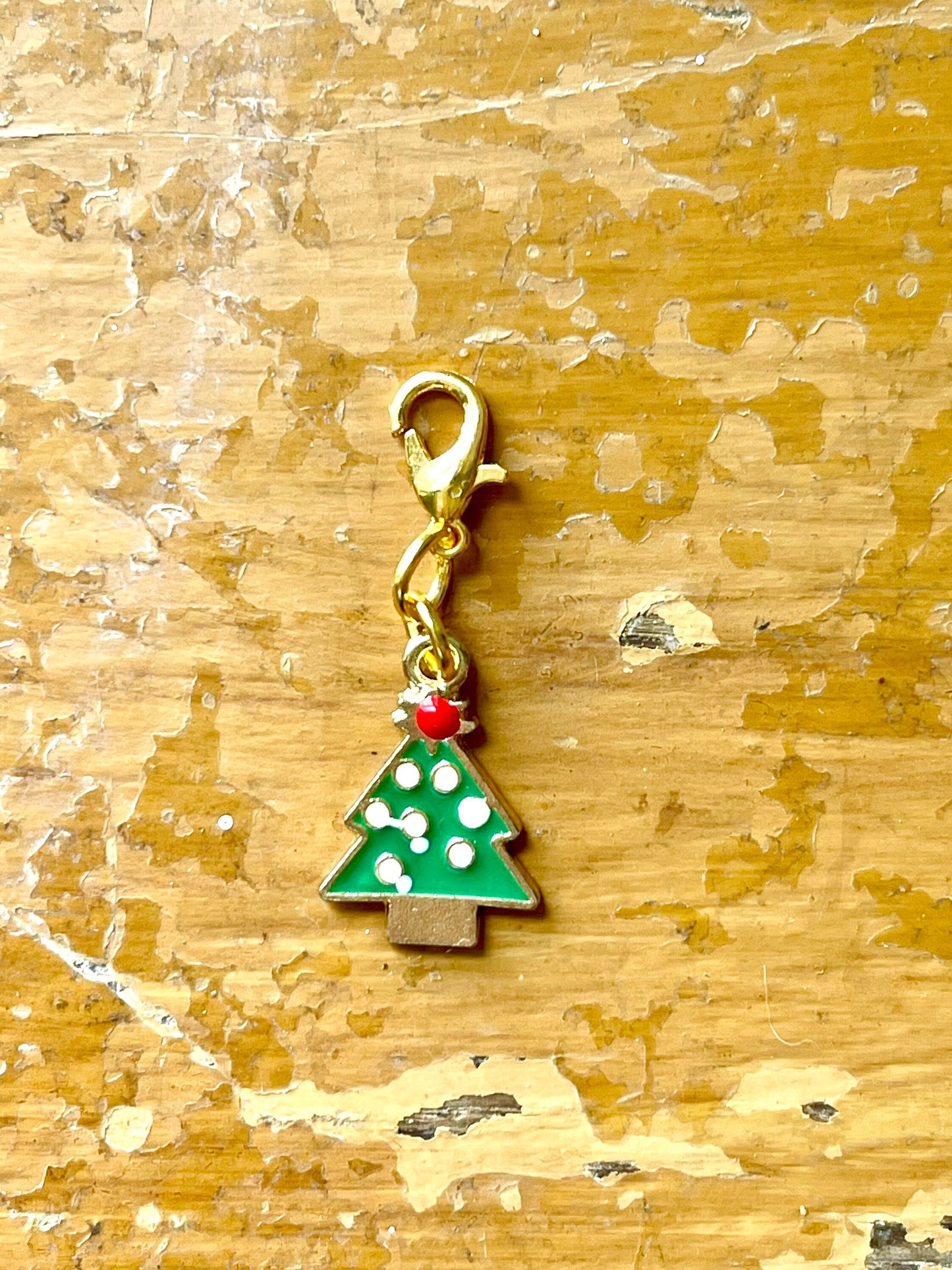 Christmas Tree Zipper Pull, Holiday Stitch Marker