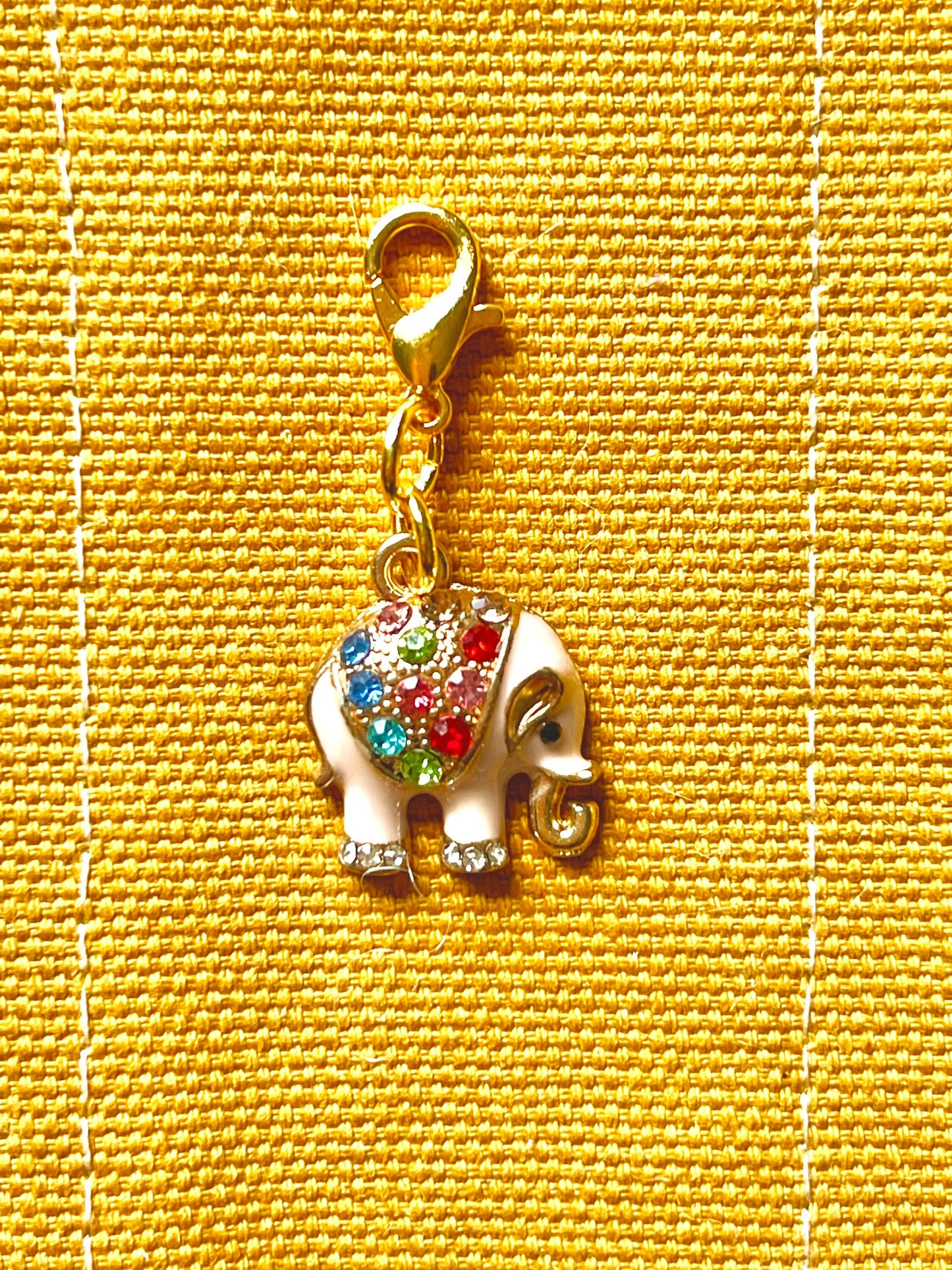 Rhinestone Elephant Zipper Pull, Knitting Crochet Progress Keeper
