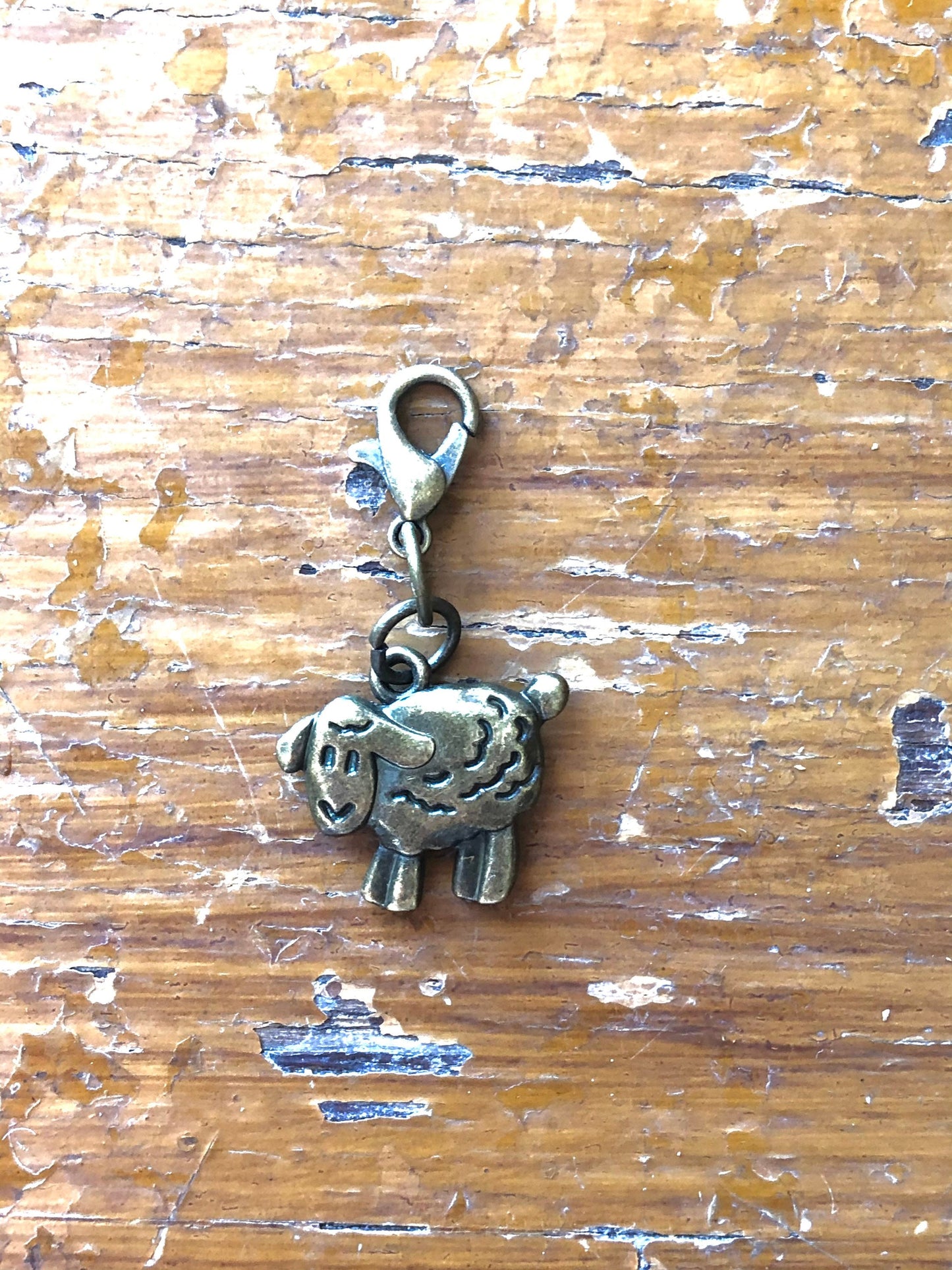 Bronze Sheep Knitting Progress Keeper, Yarn Stitch Marker