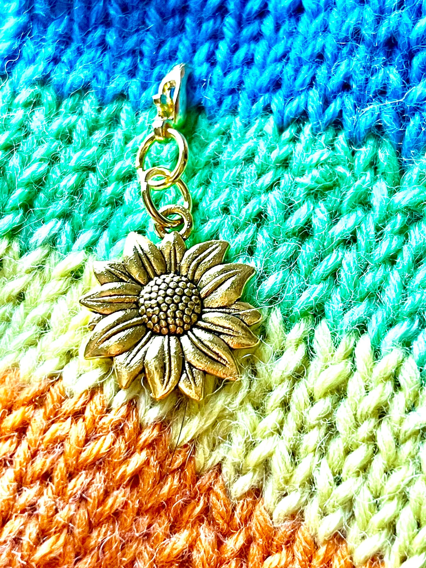 Gold Sunflower Progress Keeper, Crafter Zipper Pull Accessory