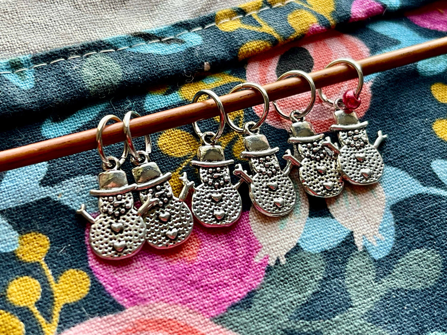 Snowmen Snag Free Stitch Markers, Christmas Knitting Charms