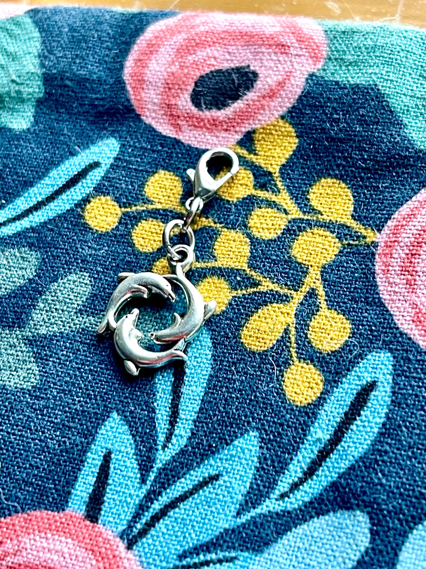 Dolphin Pod Zipper Pull, Knitter Stitch Marker, Yarn Jewelry