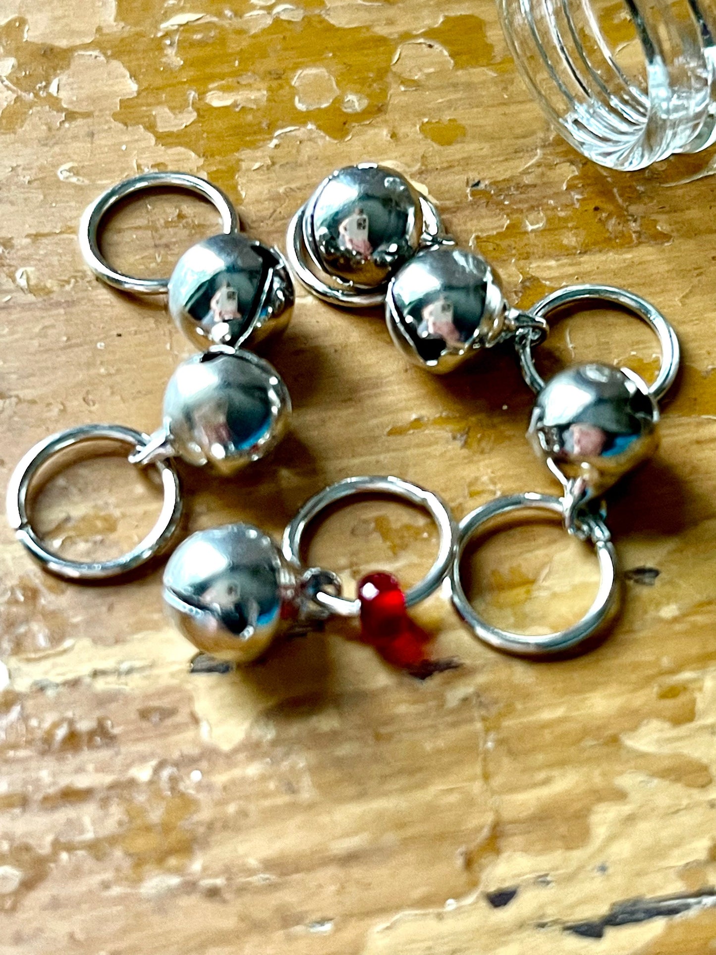 Jingle Bells Stitch Markers for Knitters, Set of 6