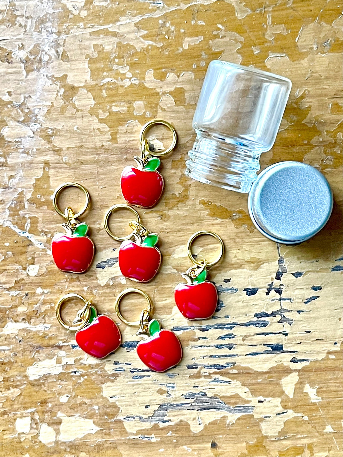 Apple Stitch Markers, Fun Knitting Notions, Progress Keepers