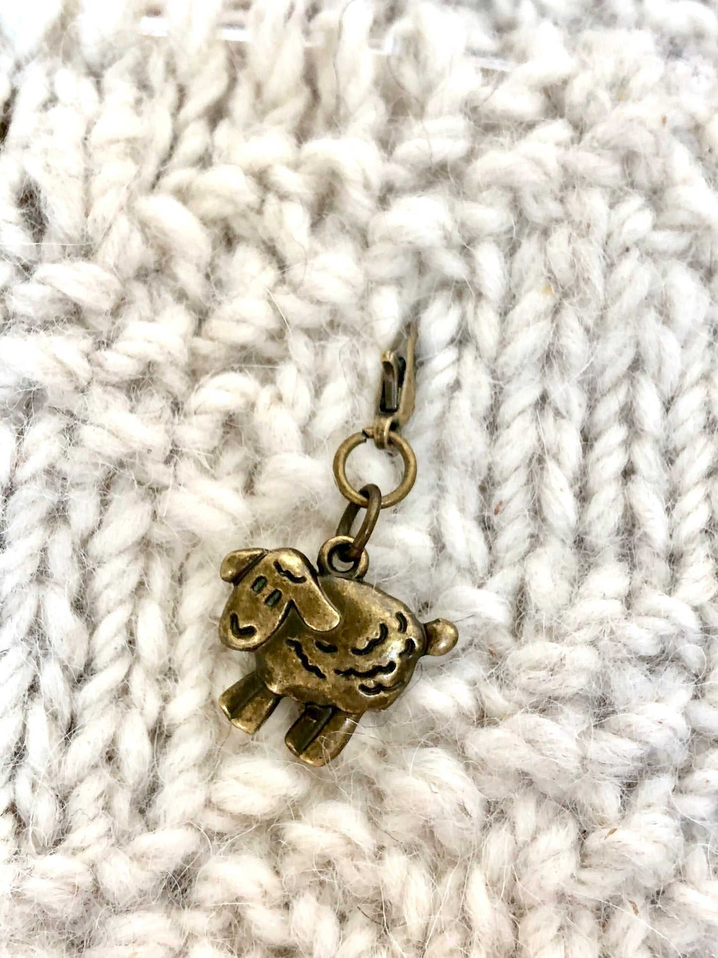 Bronze Sheep Knitting Progress Keeper, Yarn Stitch Marker