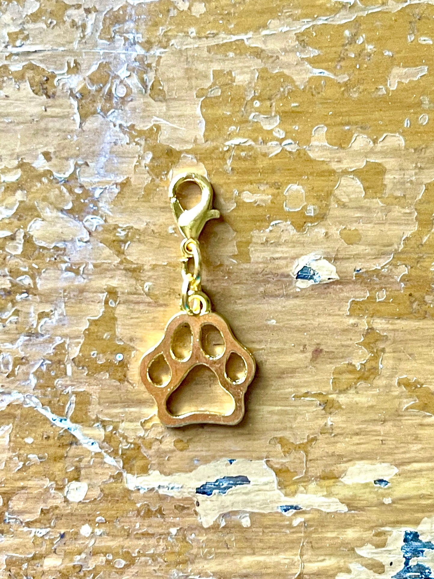 Gold Paw Print Zipper Pull Charm, Progress Keeper