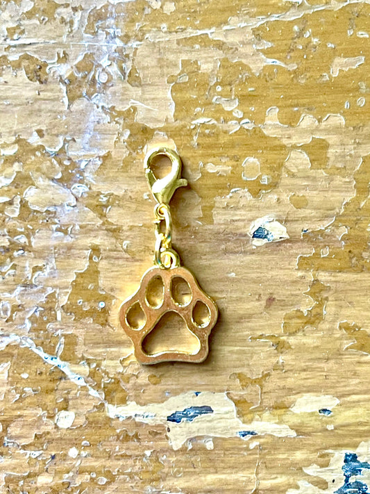 Gold Paw Print Zipper Pull Charm, Progress Keeper
