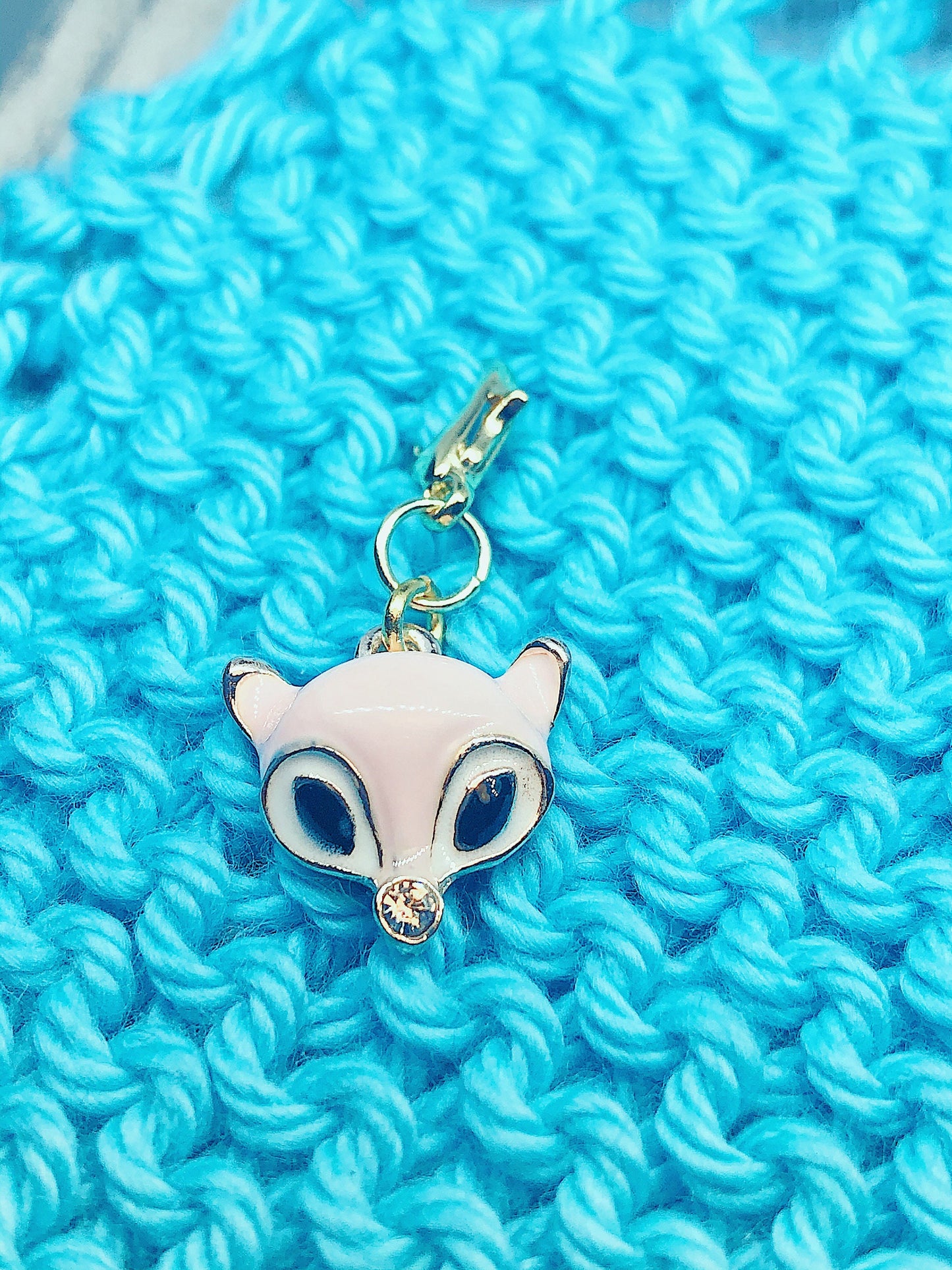Pink Fox Charm Progress Marker, Gift for Knitters, Yarn Accessories, Knitting Ideas Notions