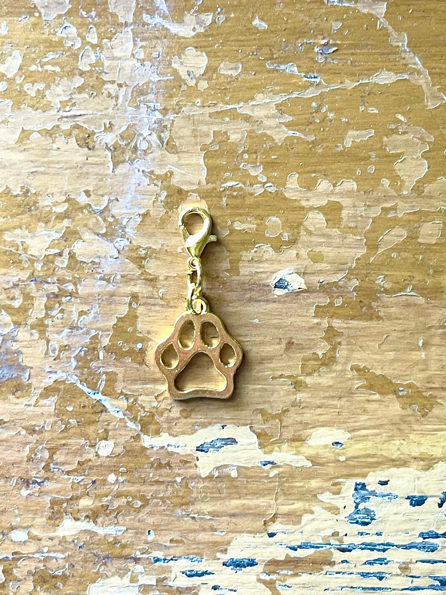 Gold Paw Print Zipper Pull Charm, Progress Keeper