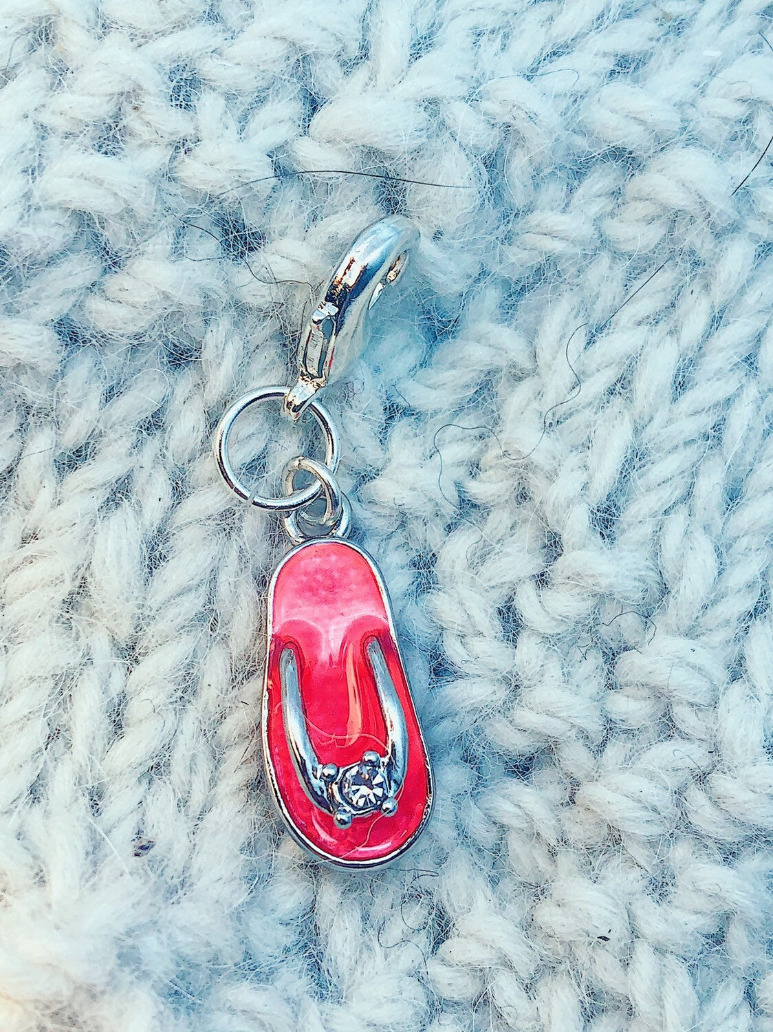 Pink Flip Flop Progress Keeper Charm, Knitting Crochet Gift