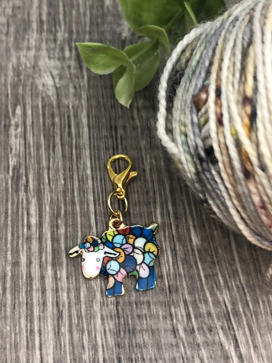 Rainbow Sheep Progress Keeper, Knitting Stitch Marker